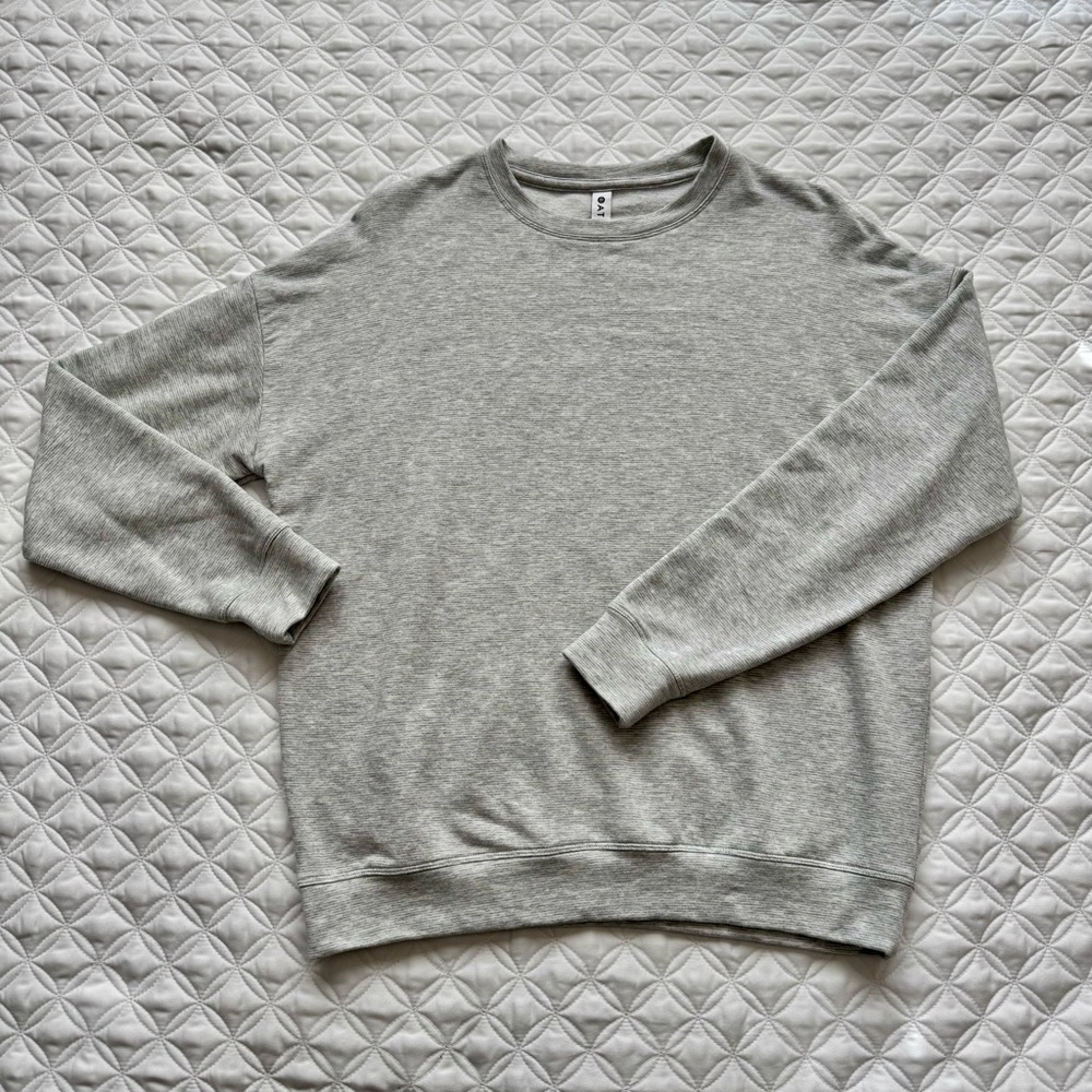 Athleta Balance Pullover Sweatshirt Micro Strip Grey Heather Size XSP